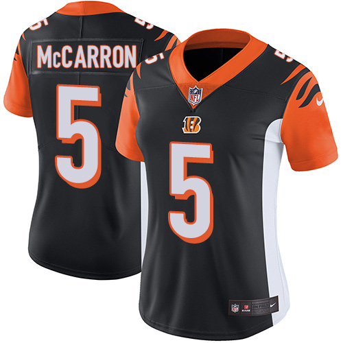 Women's Nike Cincinnati Bengals #5 AJ McCarron Black Team Color Vapor Untouchable Elite Player NFL Jersey