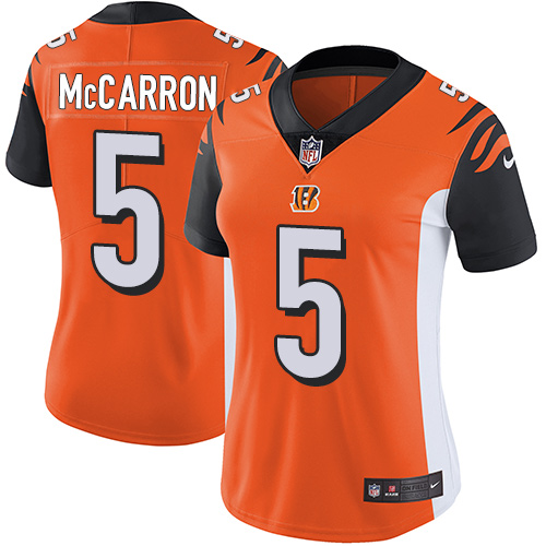 Women's Nike Cincinnati Bengals #5 AJ McCarron Orange Alternate Vapor Untouchable Elite Player NFL Jersey