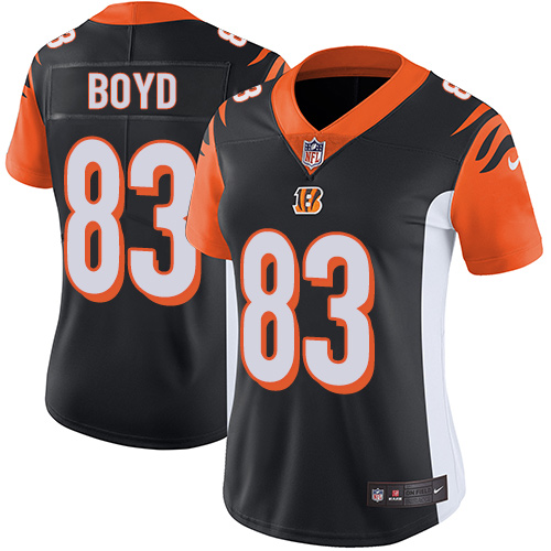 Women's Nike Cincinnati Bengals #83 Tyler Boyd Black Team Color Vapor Untouchable Elite Player NFL Jersey