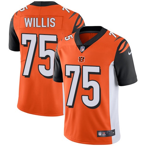 Youth Nike Cincinnati Bengals #75 Jordan Willis Orange Alternate Vapor Untouchable Elite Player NFL Jersey