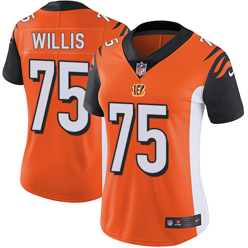 Women's Nike Cincinnati Bengals #75 Jordan Willis Orange Alternate Vapor Untouchable Elite Player NFL Jersey
