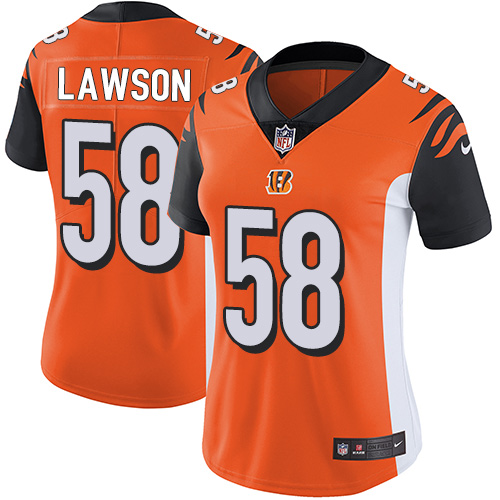 Women's Nike Cincinnati Bengals #58 Carl Lawson Orange Alternate Vapor Untouchable Limited Player NFL Jersey
