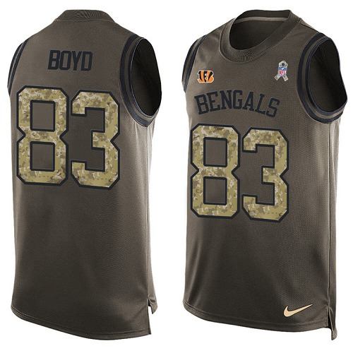 Men's Nike Cincinnati Bengals #83 Tyler Boyd Limited Green Salute to Service Tank Top NFL Jersey