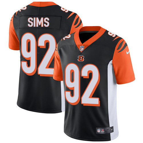Youth Nike Cincinnati Bengals #92 Pat Sims Black Team Color Vapor Untouchable Limited Player NFL Jersey