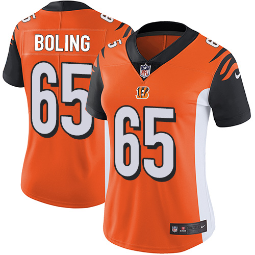 Women's Nike Cincinnati Bengals #65 Clint Boling Orange Alternate Vapor Untouchable Limited Player NFL Jersey