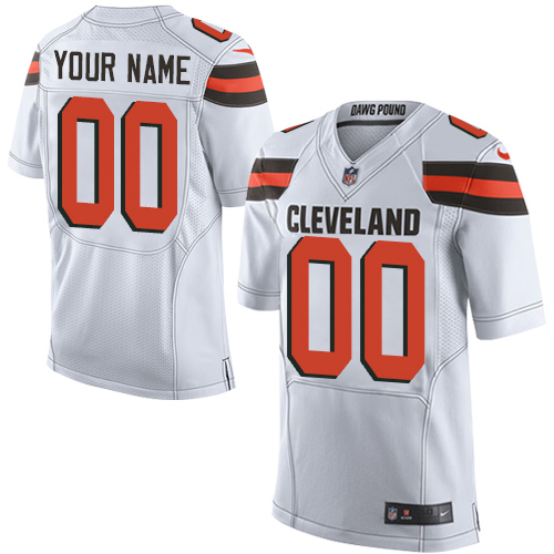 Men's Nike Cleveland Browns Customized Elite White NFL Jersey