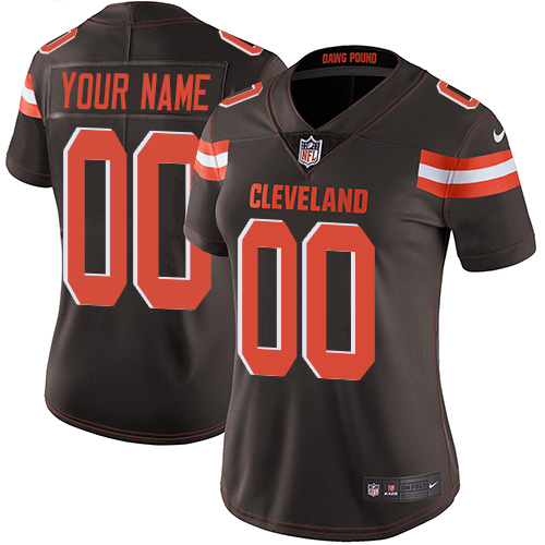 Women's Nike Cleveland Browns Customized Brown Team Color Vapor Untouchable Limited Player NFL Jersey