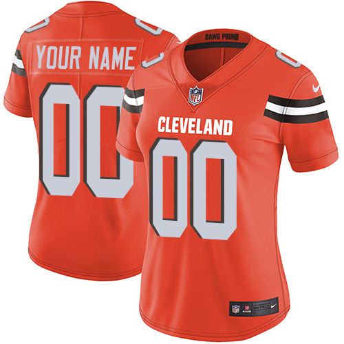 Women's Nike Cleveland Browns Customized Orange Alternate Vapor Untouchable Limited Player NFL Jersey