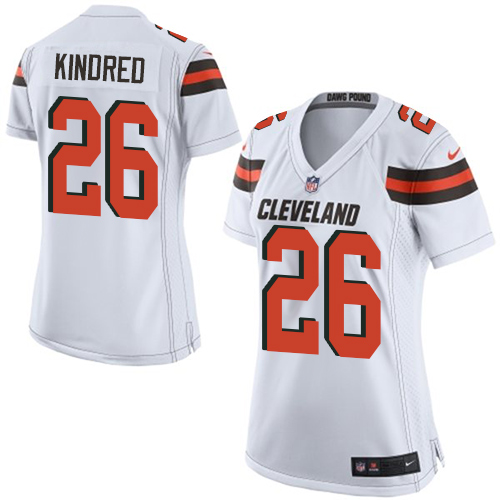 Women's Nike Cleveland Browns #26 Derrick Kindred Game White NFL Jersey