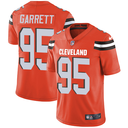Men's Nike Cleveland Browns #95 Myles Garrett Orange Alternate Vapor Untouchable Limited Player NFL Jersey