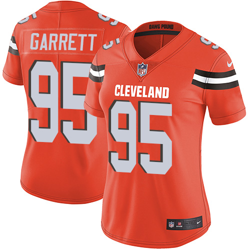 Women's Nike Cleveland Browns #95 Myles Garrett Orange Alternate Vapor Untouchable Elite Player NFL Jersey