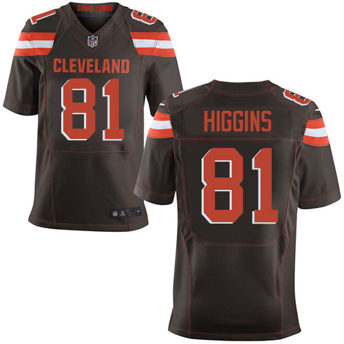 Men's Nike Cleveland Browns #81 Rashard Higgins Elite Brown Team Color NFL Jersey
