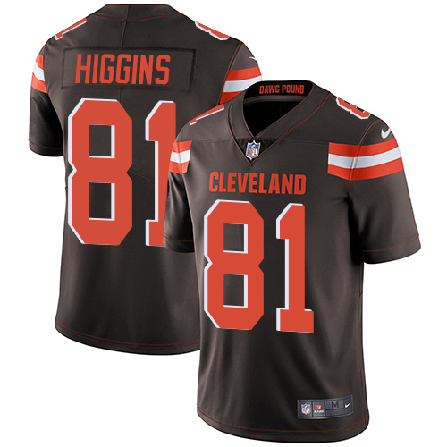 Men's Nike Cleveland Browns #81 Rashard Higgins Brown Team Color Vapor Untouchable Limited Player NFL Jersey