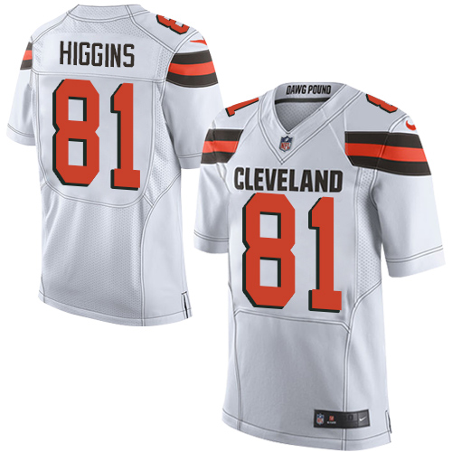 Men's Nike Cleveland Browns #81 Rashard Higgins Elite White NFL Jersey