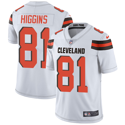 Men's Nike Cleveland Browns #81 Rashard Higgins White Vapor Untouchable Limited Player NFL Jersey