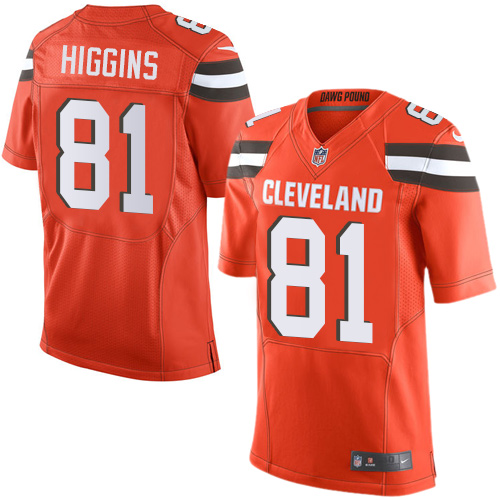 Men's Nike Cleveland Browns #81 Rashard Higgins Elite Orange Alternate NFL Jersey