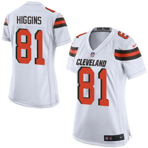 Women's Nike Cleveland Browns #81 Rashard Higgins Game White NFL Jersey