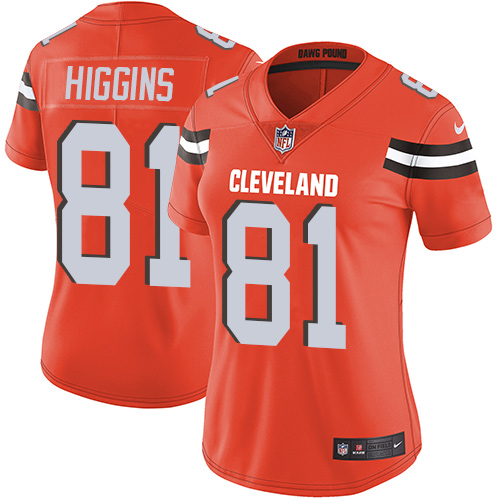 Women's Nike Cleveland Browns #81 Rashard Higgins Orange Alternate Vapor Untouchable Elite Player NFL Jersey