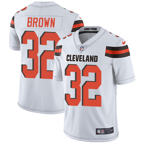 Men's Nike Cleveland Browns #32 Jim Brown White Vapor Untouchable Limited Player NFL Jersey