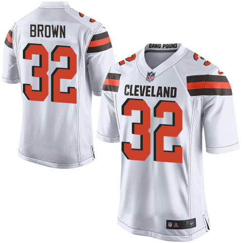 Men's Nike Cleveland Browns #32 Jim Brown Game White NFL Jersey