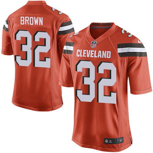 Men's Nike Cleveland Browns #32 Jim Brown Game Orange Alternate NFL Jersey