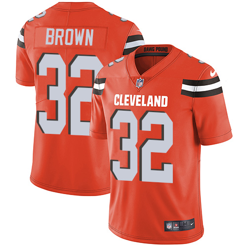 Youth Nike Cleveland Browns #32 Jim Brown Orange Alternate Vapor Untouchable Elite Player NFL Jersey
