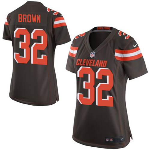 Women's Nike Cleveland Browns #32 Jim Brown Game Brown Team Color NFL Jersey
