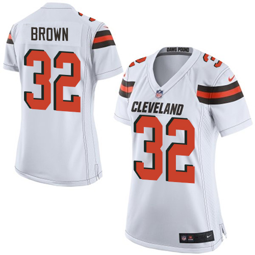 Women's Nike Cleveland Browns #32 Jim Brown Game White NFL Jersey