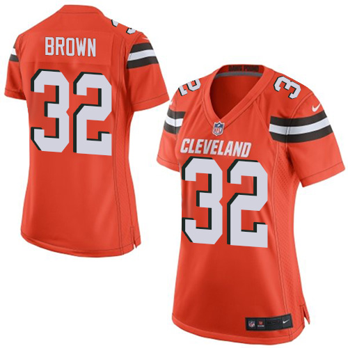 Women's Nike Cleveland Browns #32 Jim Brown Game Orange Alternate NFL Jersey