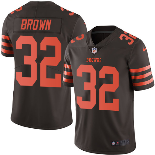 Men's Nike Cleveland Browns #32 Jim Brown Elite Brown Rush Vapor Untouchable NFL Jersey