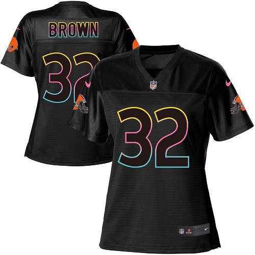 Women's Nike Cleveland Browns #32 Jim Brown Game Black Fashion NFL Jersey
