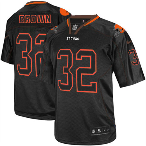 Men's Nike Cleveland Browns #32 Jim Brown Elite Lights Out Black NFL Jersey