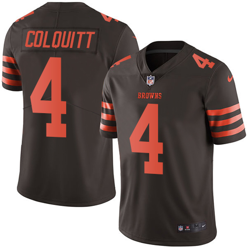 Men's Nike Cleveland Browns #4 Britton Colquitt Elite Brown Rush Vapor Untouchable NFL Jersey