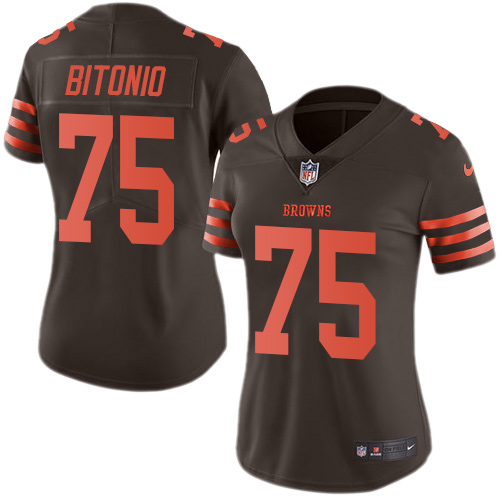 Women's Nike Cleveland Browns #75 Joel Bitonio Limited Brown Rush Vapor Untouchable NFL Jersey