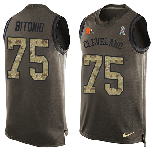 Men's Nike Cleveland Browns #75 Joel Bitonio Limited Green Salute to Service Tank Top NFL Jersey