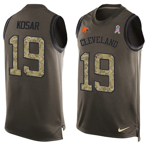 Men's Nike Cleveland Browns #19 Bernie Kosar Limited Green Salute to Service Tank Top NFL Jersey