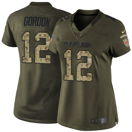 Women's Nike Cleveland Browns #12 Josh Gordon Elite Green Salute to Service NFL Jersey