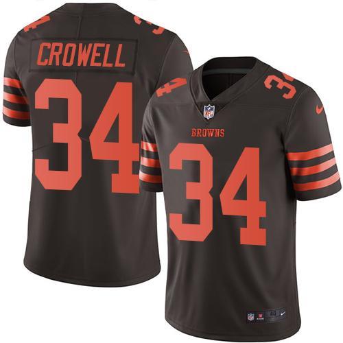 Men's Nike Cleveland Browns #34 Isaiah Crowell Elite Brown Rush Vapor Untouchable NFL Jersey
