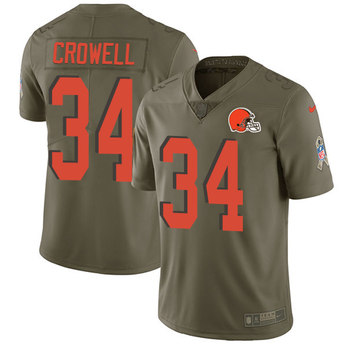 Youth Nike Cleveland Browns #34 Isaiah Crowell Limited Olive 2017 Salute to Service NFL Jersey