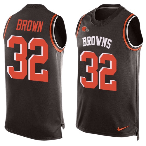 Men's Nike Cleveland Browns #32 Jim Brown Limited Brown Player Name & Number Tank Top NFL Jersey