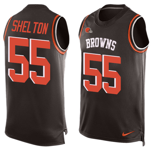 Men's Nike Cleveland Browns #55 Danny Shelton Limited Brown Player Name & Number Tank Top NFL Jersey