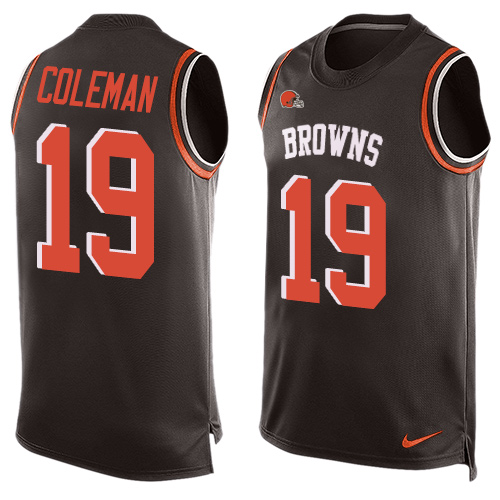 Men's Nike Cleveland Browns #19 Corey Coleman Limited Brown Player Name & Number Tank Top NFL Jersey