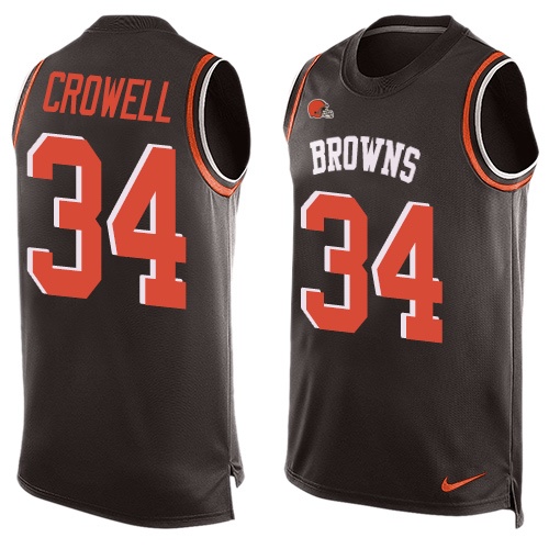 Men's Nike Cleveland Browns #34 Isaiah Crowell Limited Brown Player Name & Number Tank Top NFL Jersey