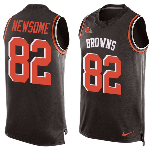 Men's Nike Cleveland Browns #82 Ozzie Newsome Limited Brown Player Name & Number Tank Top NFL Jersey