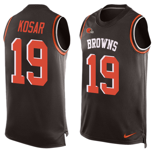 Men's Nike Cleveland Browns #19 Bernie Kosar Limited Brown Player Name & Number Tank Top NFL Jersey