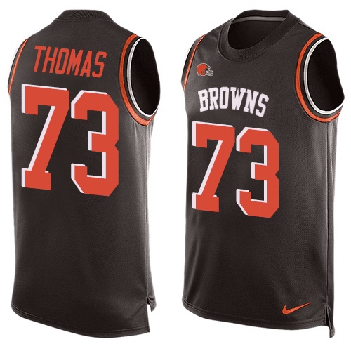 Men's Nike Cleveland Browns #73 Joe Thomas Limited Brown Player Name & Number Tank Top NFL Jersey