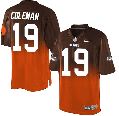 Men's Nike Cleveland Browns #19 Corey Coleman Elite Brown/Orange Fadeaway NFL Jersey