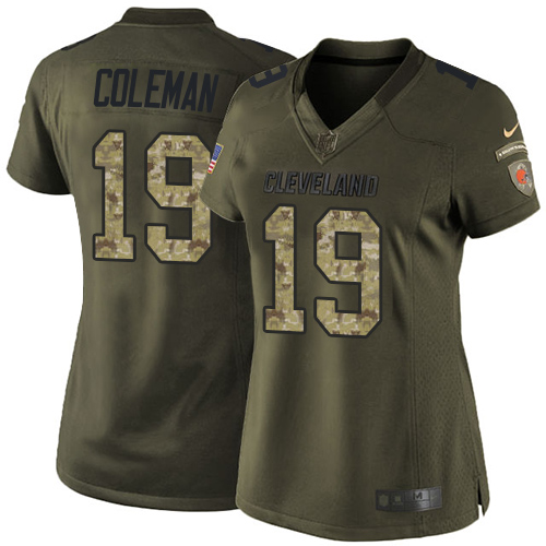 Women's Nike Cleveland Browns #19 Corey Coleman Elite Green Salute to Service NFL Jersey