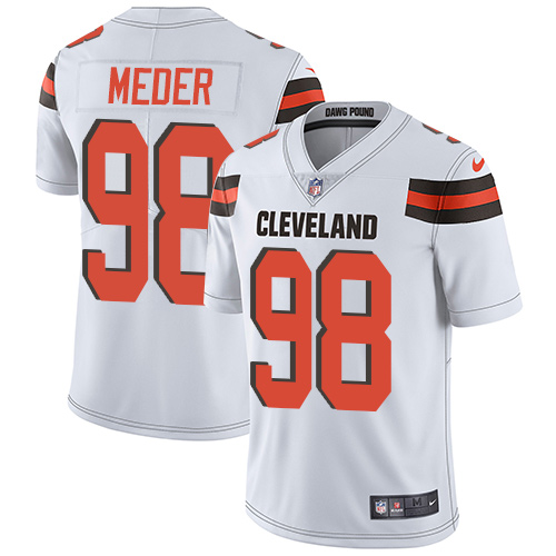 Men's Nike Cleveland Browns #98 Jamie Meder White Vapor Untouchable Limited Player NFL Jersey
