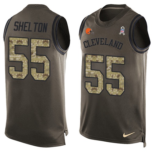 Men's Nike Cleveland Browns #55 Danny Shelton Limited Green Salute to Service Tank Top NFL Jersey